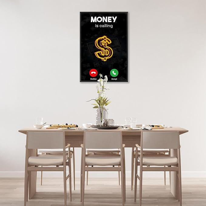 Work Motivation Hustle Inspiring Sign Wall Art Trendy Motivational Positive Quotes Canvas Poster Funky Motivational Quotes Prints Painting For Office Living Room Wall Decor 16x24in Framed