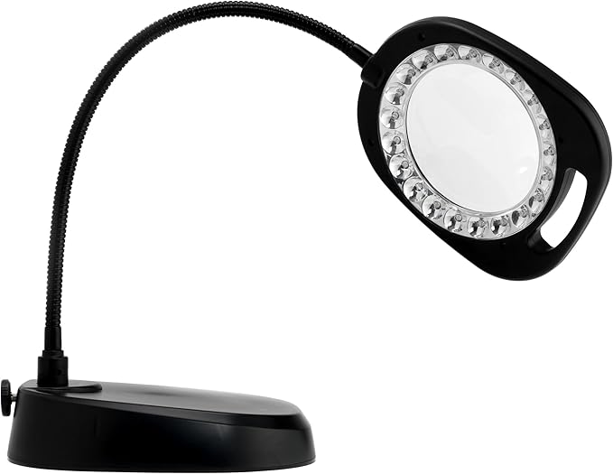 Daylight Company LED Floor Lamp and Table Lamp, Standing Lamp for Living Room, Bedroom, Salon, Office, Touch Control, Flexible Arm, Sleek Design, Multipurpose, Magnifier Lamp, Black