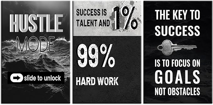 3 Pieces Motivational Canvas Poster Wall Art Office Decor Inspirational Sign Picture Print Inspiring Theme Painting Artwork for Modern Home Living Room Classroom Workplace Ready to Hang [72''Wx 36''H]