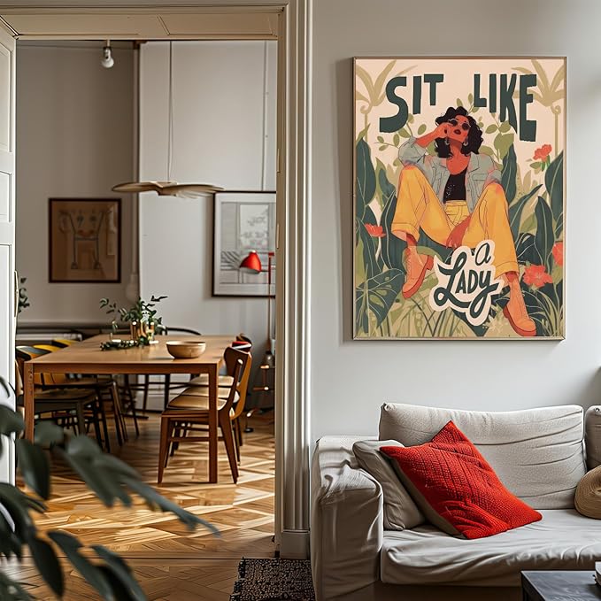 Gender Equality Modern Women Art Women Empowerment Decor Feminist Art Modern Girly Sit Like A Lady Prints for Living Room Dorm Bar Bedroom Wall Decor 16X24 Inch Unframed Inspirational Home Accent