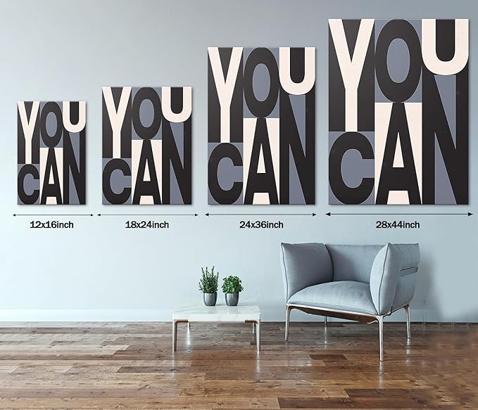 Inspirational Canvas Painting Wall Art Office Wall Decor You Can Motivational Quote Picture Art Print for School Library Classroom Study Room Decorations Framed Ready to Hang - 18x24 inches