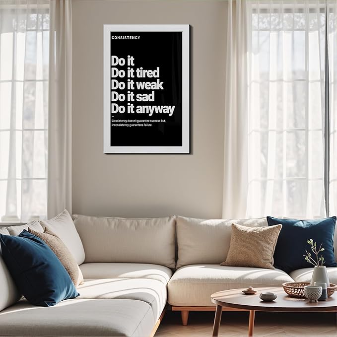 Positive Quotes Framed Canvas Wall Art Motivational Prints Wall Decor for Men Office Home Gym Bedroom Living Room Man Cave Made in USA