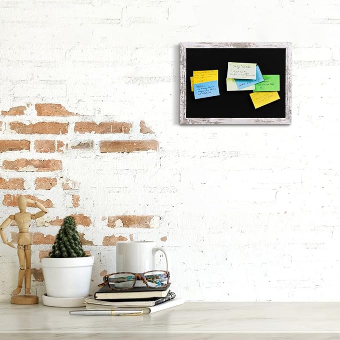 Black Felt Bulletin Board, Bulletin Boards for Walls with Wood Frame, Pin Board Vision Board for Office Home Kitchen and School with Pins, Screws, Anchors, 14.2x10.2 inches,1pc