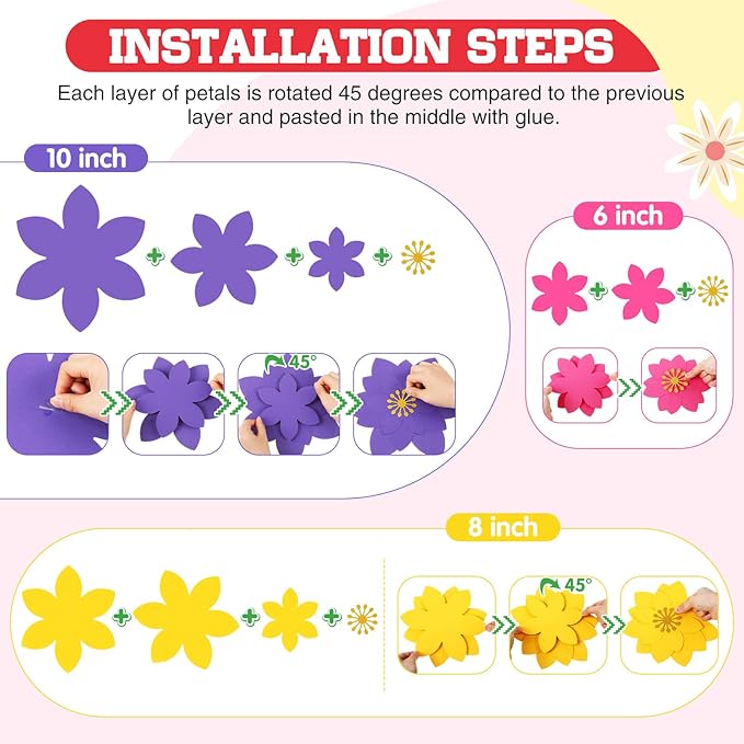 18 Pcs Paper Flowers Decor for Wall DIY Flower Bulletin Board 3D Spring Fiesta Mexican Paper Floral Decoration for Photo Backdrop Classroom Back to School Party(Lotus-Shaped,Dark)