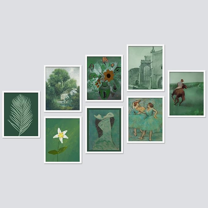 SIGNWIN Framed Poster Bathroom Decor, Wall Art Room Decor Multicolor for Living Room, Bedroom, Office Green Jungle Plant Ballet European Landscape Vintage Bohemian - 12"x16"x 8 White