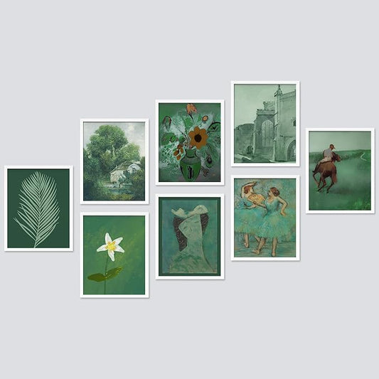 SIGNWIN Framed Poster Bathroom Decor, Wall Art Room Decor Multicolor for Living Room, Bedroom, Office Green Jungle Plant Ballet European Landscape Vintage Bohemian - 12"x16"x 8 White