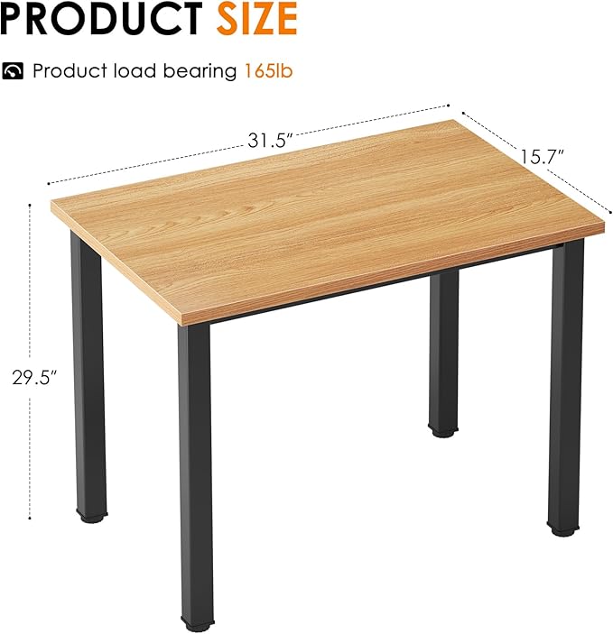 Need Small Computer Desk, 31.5 inch Sturdy Writing Desk for Small Spaces, Computer Desk Teens Desk Study Table Laptop Desk Home Ofice Desk, Black Metal Frame, Teak