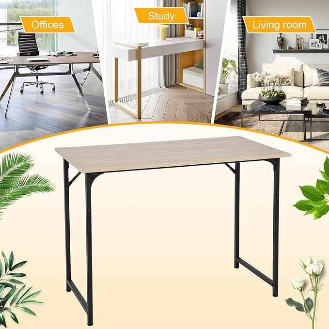 Computer Desk 47 Inch Study Writing Table, Home Office Desk with Metal Frame, Modern Gaming Desk for Office, Study and Game,Nature