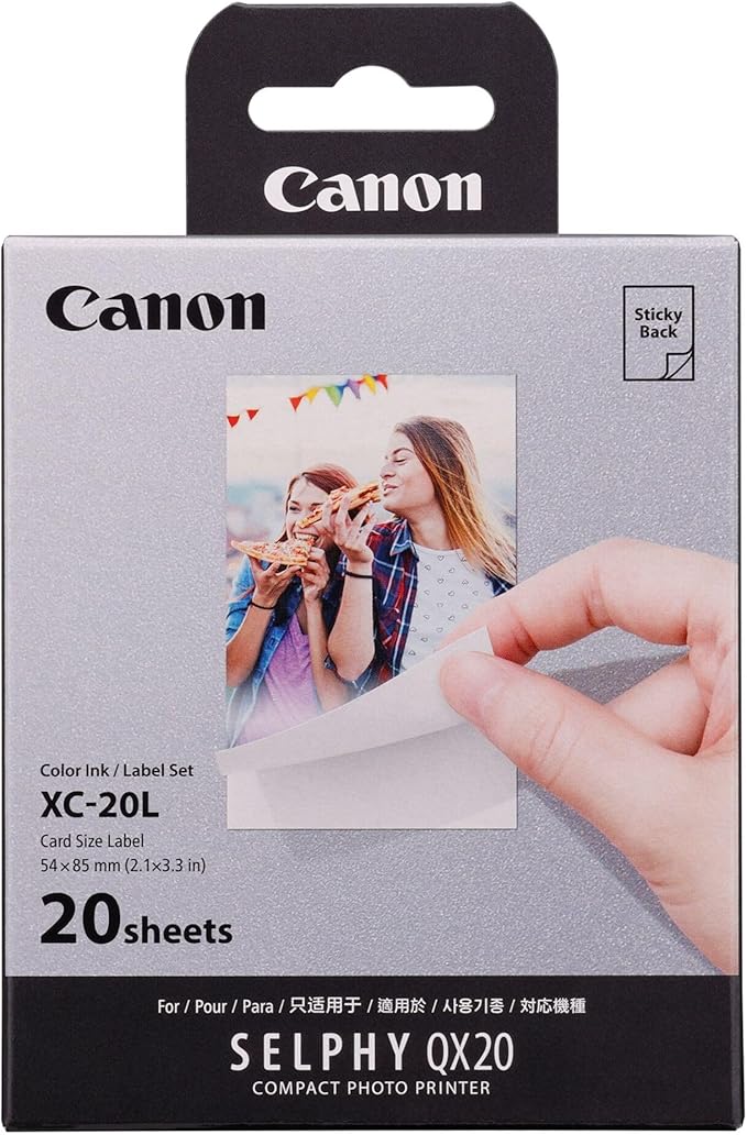 Canon XC-20L Genuine Ink + Paper Set, for SELPHY Square QX20-20 Prints