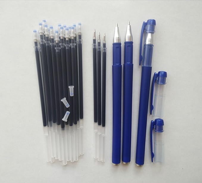 Blue Pens and 0.5mm Pen Refill,Gel Pen Ink Refills Set Kit, 20 Pcs Blue Ink Pen Refills with 3 Gel Pens. (Pen & Refill)