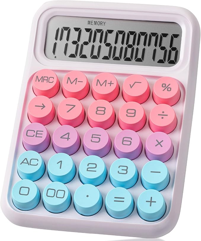 Mr. Pen- Mechanical Switch Calculator, 12 Digits, Large LCD Display, Colorful Calculator Big Buttons