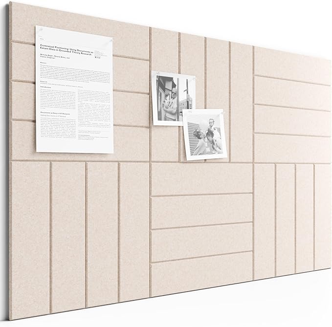 Bumusty Large Cork Board Alternative-36 x 24" Felt Bulletin Board Tiles, with 30 Pushpins, 40 Adhesive Tabs, 6-Pack Slat Wall Paneling, Cork Boards for Office Push Pin Board Felt Board-Oatmeal
