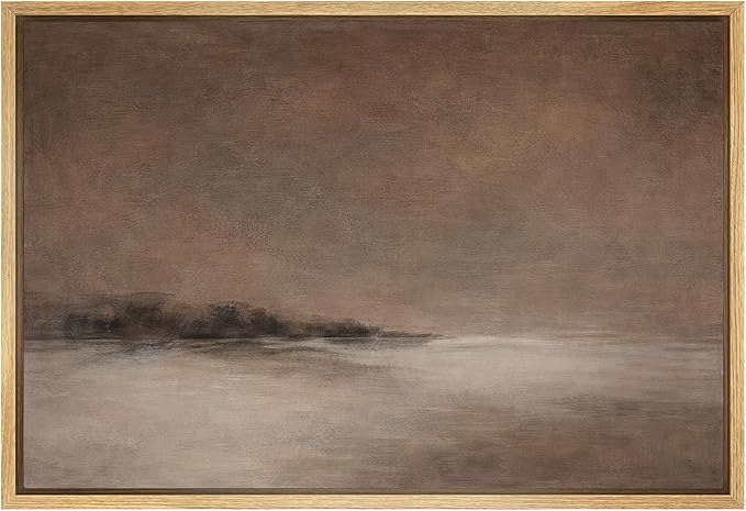 SIGNWIN Framed Canvas Print Wall Art Warm Neutral Misty Horizon Landscape Illustrations Modern Decorative for Living Room, Bedroom, Office - 16"x24" NATURAL