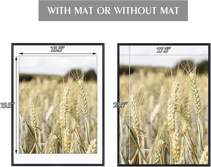 Golden State Art, Gallery Wall Frame Set of 6 - Black 18x24 Aluminum Photo Frames with Mat for 16x20 Pictures - 18 x 24 inch Metal Frame with Real Glass Cover - Elegant Home or Office Decor