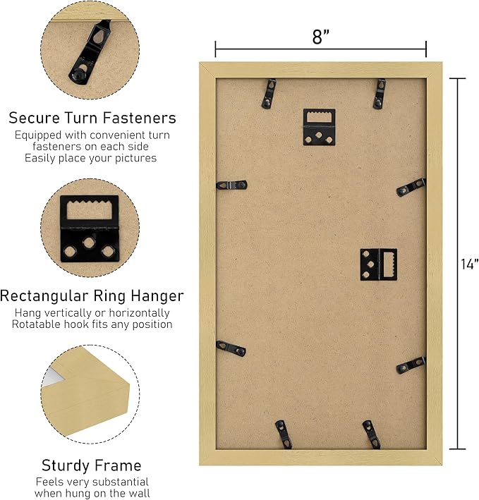 VIOLABBEY 8x14 Picture Frame, Fits Three 4x6 Photos with Mat or One 8x14 Picture without Mat, Gold Collage Wall Decor