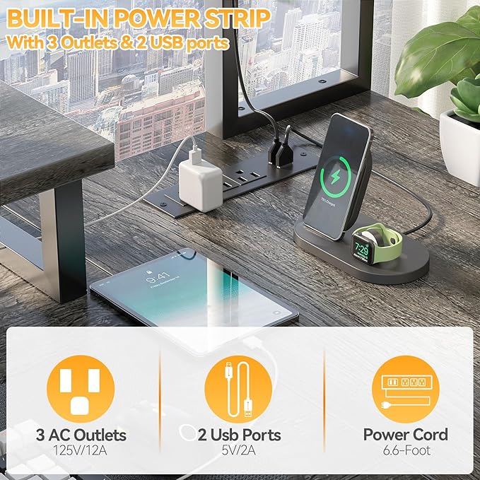 Aheaplus Small L Shaped Gaming Desk with LED Lights & Power Outlets, Reversible L-Shaped Computer Desk with Monitor Stand & Storage Shelf, Corner Desks Home Office Desk with Storage Bag, Grey Oak