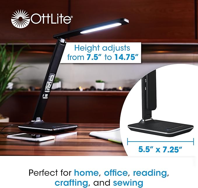 OttLite LED Wellness Series Renew Lamp, Black (F1DY8G59-SHPR)