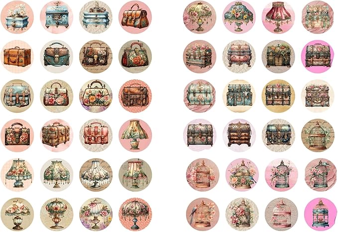Generic Paper Moon Media: Bundle of 6 Pages of Antique Design Collage Sheets Circles 1/5"" 8.5 x 11, 6 Sheets for Arts and Crafts, Single Sided Prints, 717232