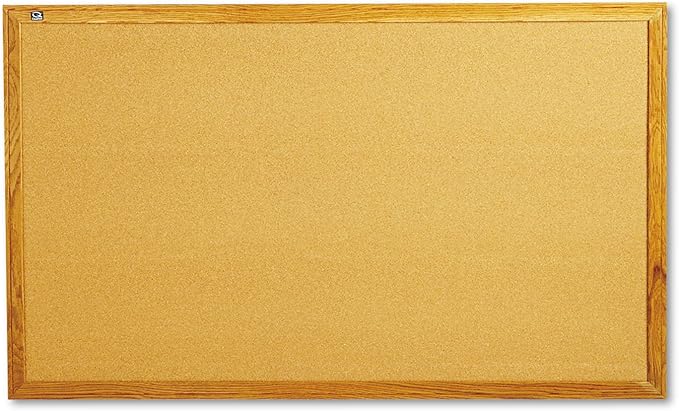 Quartet Cork Bulletin Board 60"W x 36"H Pin Board, Oak Finish Frame (305)