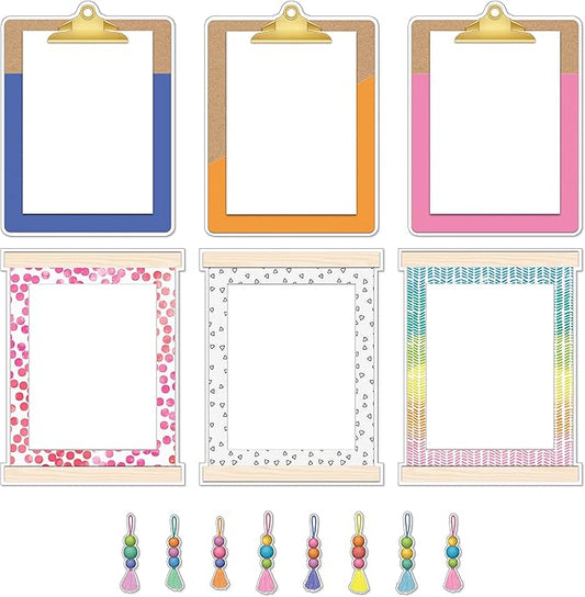 Carson Dellosa Creatively Inspired 17-Piece Classroom Display Bulletin Board Set, Colorful Clipboards, Frames, Bulletin Board Decorations, Inspirational Colorful Classroom Décor
