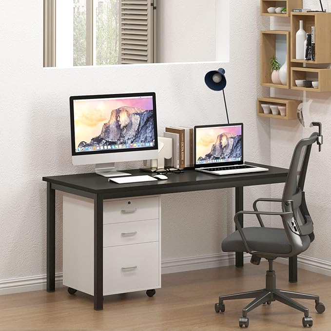 SogesHome 47inches Computer Desk PC Desk Office Desk Workstation for Home Office Use Writing Table, Black