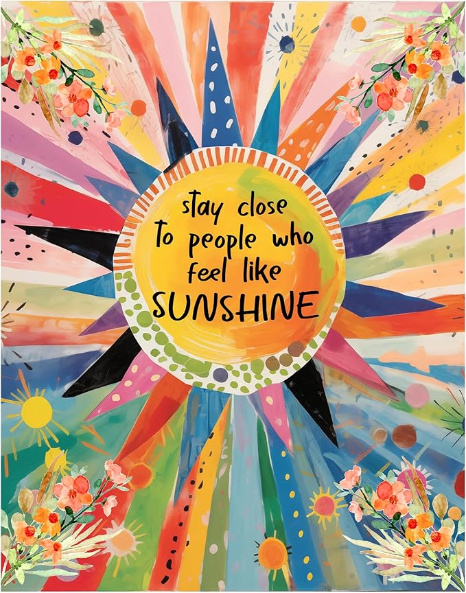Inspirational Sunshine Wall Art 11x14 - Positive Affirmation Quote Decor for Office & Home - Colorful Motivational Poster for Women - Uplifting Happiness Gift for Bedroom & Living Room - Unframed