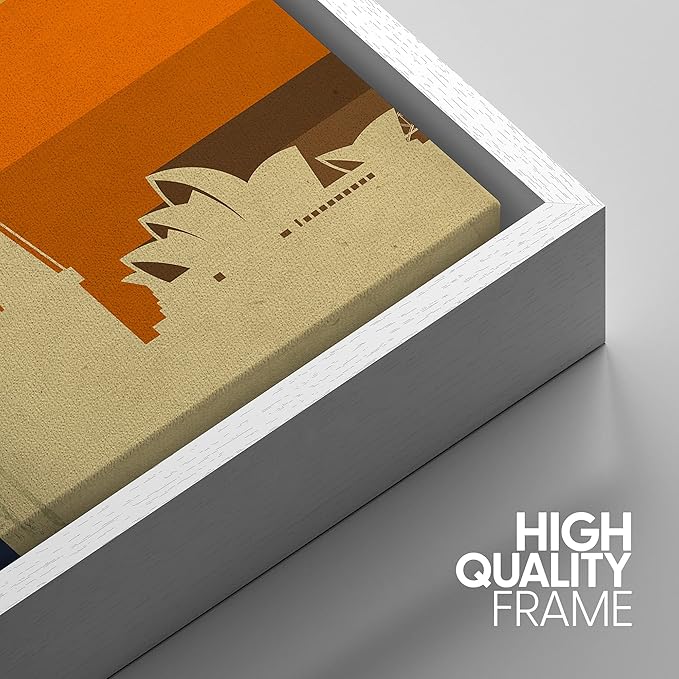 IDEA4WALL Framed Canvas Print Wall Art Retro Vintage Sydney Australia Cultural Building Illustrations Modern Art Contemporary Scenic Warm for Living Room, Bedroom, Office - 16"x24" WHITE