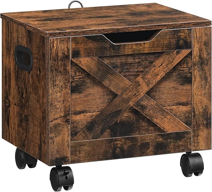 Rolling Filing Cabinet, Small File Cabinet Under Desk with Single Drawer, Hanging File Organizer for A4/Letter-Size Documents, Organizer Box, for Home Office, Rustic Brown FCRB4001