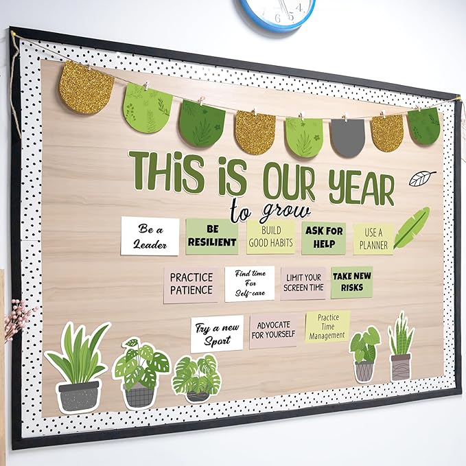 Greenery Classroom Bulletin Board Decorations, Motivational Bulletin Board Set, Growth Mindset Positive Affirmations Wall Decor for Teacher Welcome Back to School Classroom Door Decors