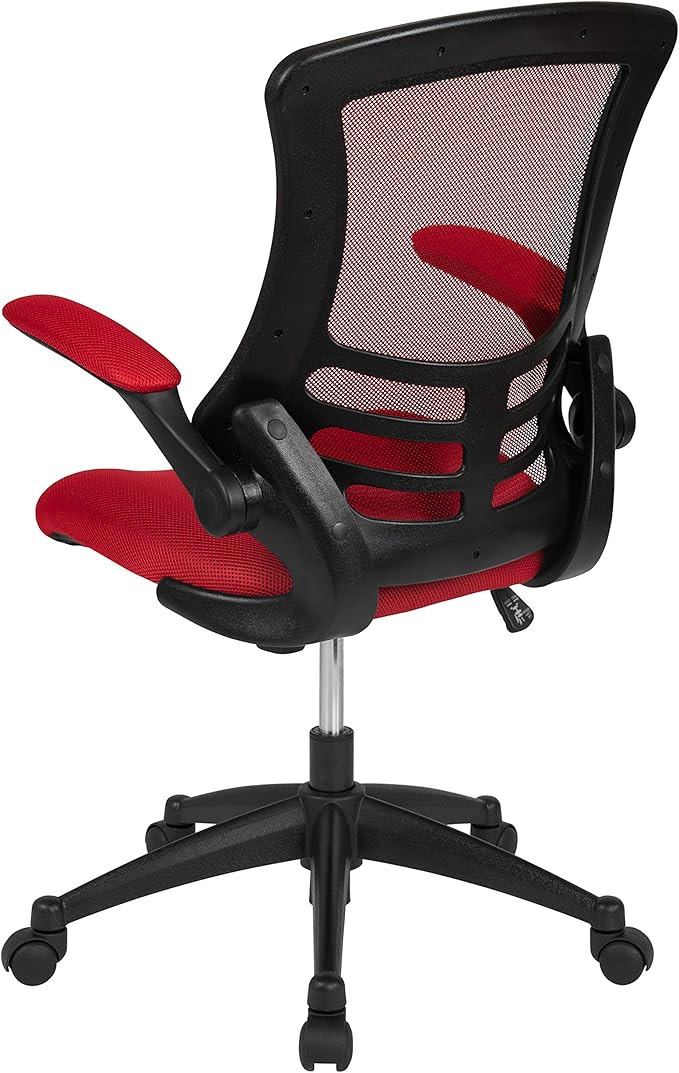 Flash Furniture Kelista Mid-Back Red Mesh Swivel Ergonomic Task Office Chair with Flip-Up Arms