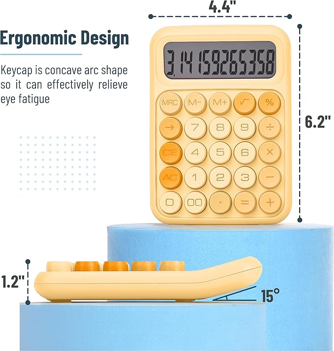 Mr. Pen- Mechanical Switch Calculator, 12 Digits, Large LCD Display, Orange Calculator Big Buttons