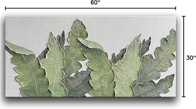 YaSheng Art- Large Canvas Wall Art Oil Paintings ,Hand Painted 3D Textured Wall Art Green Large leaf plant Artwork paintings ,Modern Minimalist Abstract Wall Art Painting, Wall Art for living room Bedroom Office Wall Deco Home, Framed Wall Art Pictures...