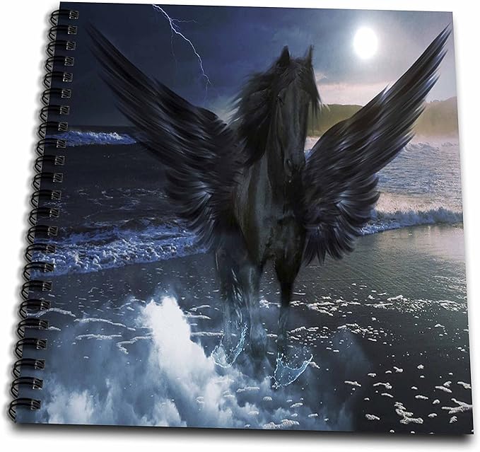 3dRose Print of Pegasus Flies Over The Sea-Drawing Book, 8 by 8" (db_214464_1)