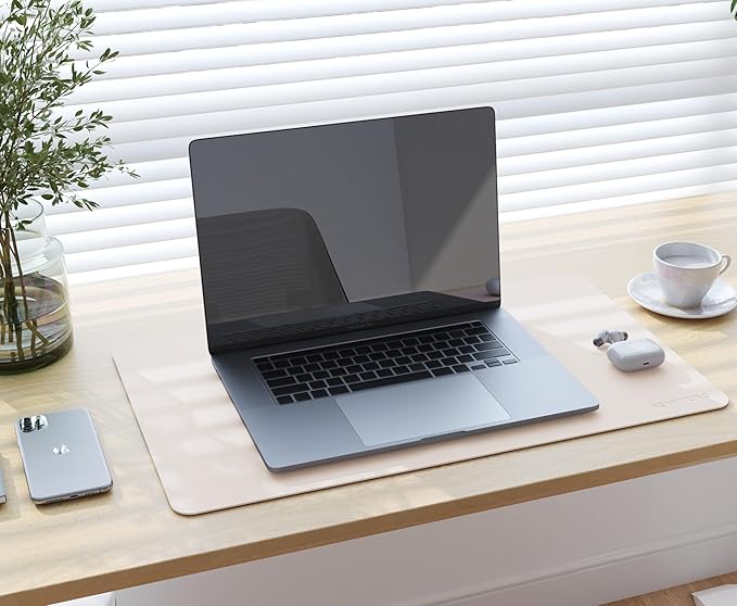 RENMTURE Double-Sided Two-Tone Faux Leather Desk mat Desktop Organization and Accessories Home and Office Large Mouse pad Game and Work (Beige/Brown, 23.6" x 13.7")