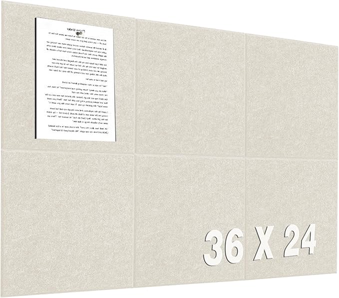 Large Cork Board for Wall 36" x 24", Light Tan Bulletin Board, 6 Pack Felt Wall Tiles with 30 Colored Pushpins, Corkboards for Office, School, Home