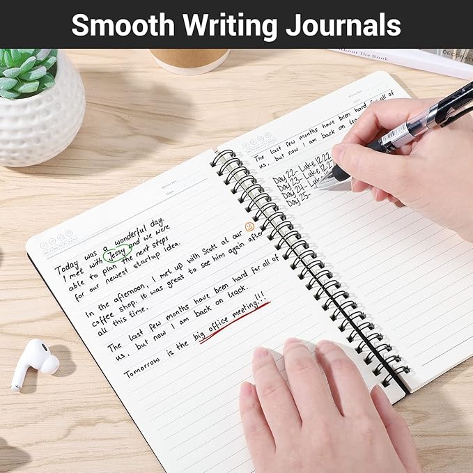 EUSOAR Spiral Lined Notebook, A5 3packs 5.5"X8.3" 120 Pages Hardcover Lined Travel Writing Journal, Notepad Sketchbook, Students College Office Business Subject Diary Ruled Spiral Book Journal-Black
