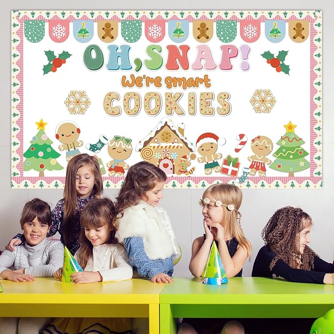 Christmas Gingerbread Bulletin Board Decoration Winter Bulletin Board Set Decor Christmas Tree Gingerbread House Man Cutouts for School Classroom Home Chalkboard Wall Xmas Holiday Party Supply