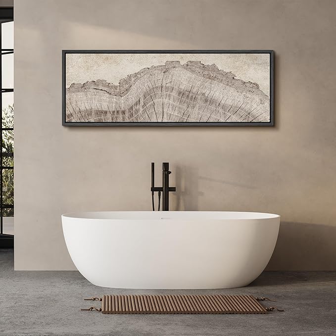 SIGNFORD Large Framed Canvas Tree Ring Texture Wood Slice Illustrations Modern Art Calm Warm for Living Room, Bedroom, Office - 60"x20"