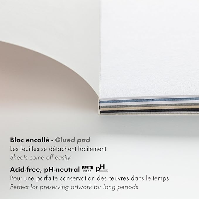 Clairefontaine - Ref 975410C - Paint'ON Multi-Technique Assorted Colour Paper Pad (24 Sheets) - A4 Size, 250gsm Heavyweight Paper, Slight Rough Grain, Acid Free, pH Neutral