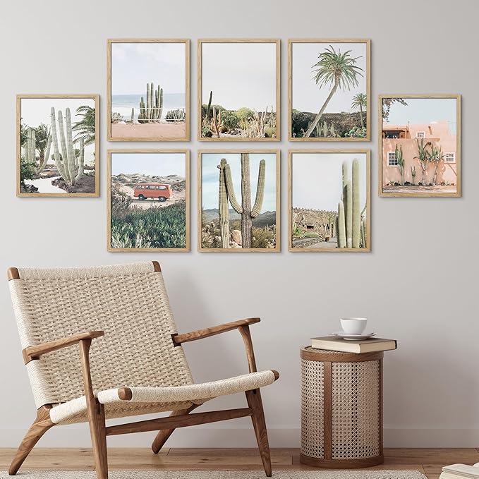 SIGNWIN Framed Poster Wall Art Set of Cactus Desert Nature Wilderness for Living Room, Bedroom, Office - 8"x10"x 8 Natural