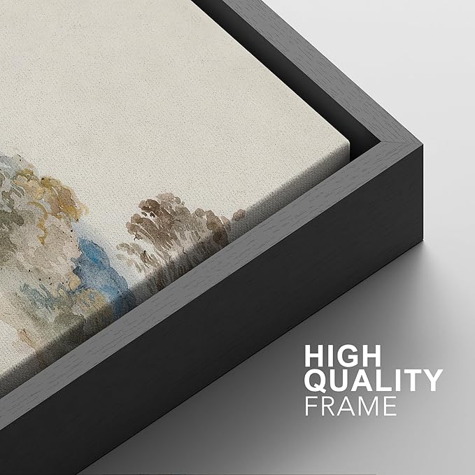 SIGNFORD Framed Wall Art Print Set Pastoral Elegance Soft Watercolor Trees and Fields Illustrations Modern Decorative Multicolor Relax/Calm Chic for Living Room, Bedroom, Office - 24"x36"x3 Black