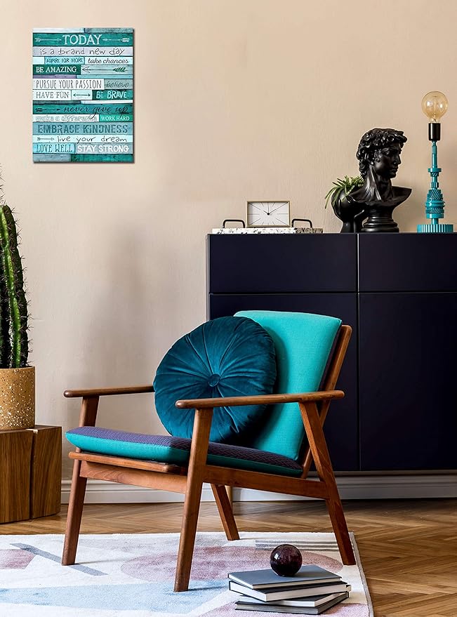 aburaeart Inspirational Wall-Art - Quotes Office Teal Decor For Bedroom - Word Artwork For Home Walls Size 12x16