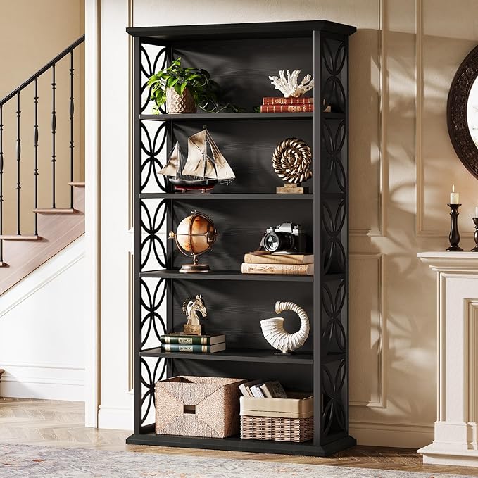 Tribesigns 6-Tier Tall Bookshelf, 71" Industrial Bookcase with Metal Frame, Freestanding Open Storage Shelves for Home Office, Living Room, Bedroom