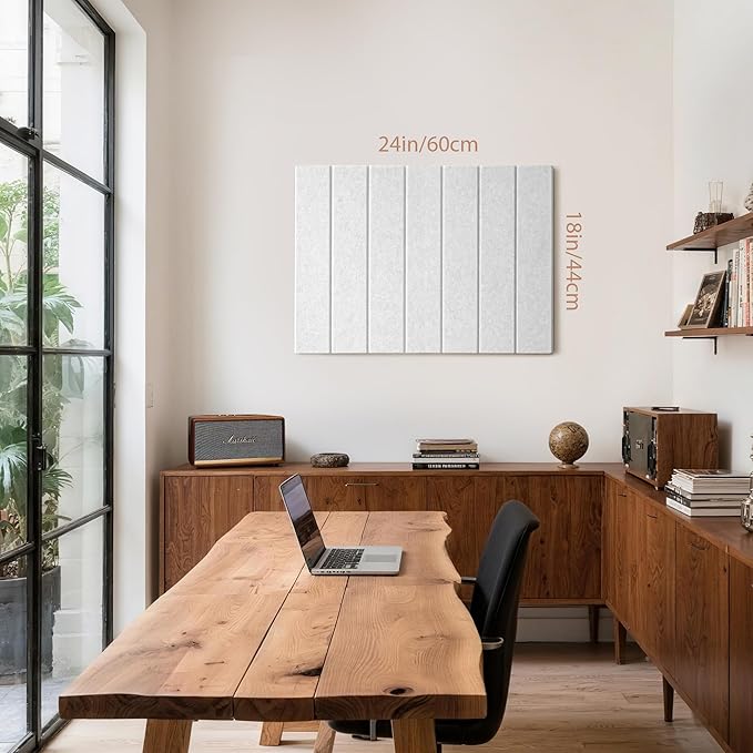 Bulletin Board, 24 x 18 inches Felt Board Decorative Pin Board, 4' x 3' Cork Board Alternative for Wall, Foldable Photo Board with 20 Pushpins - White Stripes