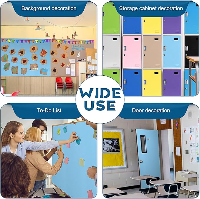 16 in x 40 Ft Fabric Bulletin Board Roll Classroom Non Woven Fabric Background Decorations Waterproof Wrinkle Resistant Bulletin Board for Back to School Wall Decor(Light Blue,Pure)
