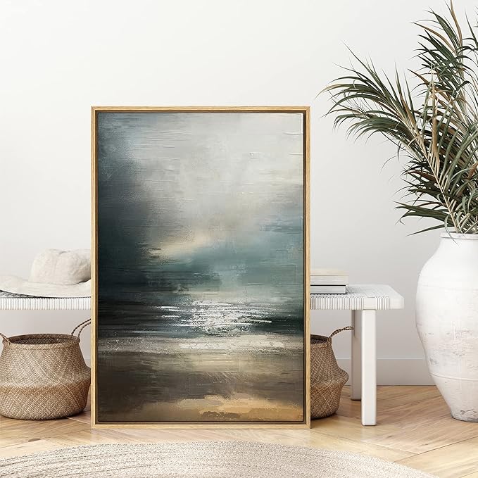 SIGNWIN Framed Canvas Wall Art Abstract Color Painting Canvas Prints Home Artwork Decoration for Living Room,Bedroom - 24"x36" Natural