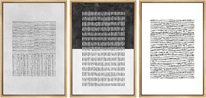 SIGNWIN Framed Canvas Print Wall Art Set Mid-Century Geometric Block Abstract Shapes Cozy Neutral Modern Art Decorative Boho Relax/Zen Nordic for Living Room, Bedroom, Office - 24"x36"x3 Natural