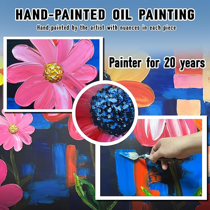 ZHAOSHOP Flower Canvas Wall Art for Living Room Extra Large Wall Art for Dining Room Colorful Painting Wall Decor for Office Women 40 x 80 Inch