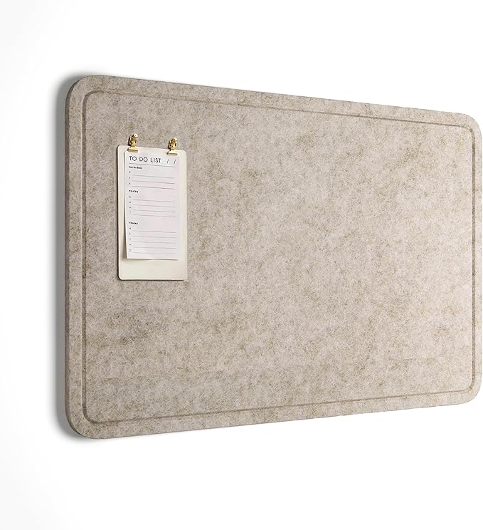Orelle Felt Bulletin Board | 23 x 15” | Foldable Peel and Stick Felt Board for Wall | Alternative Cork Board for Office, Message Board, Kids Art Display | Beige