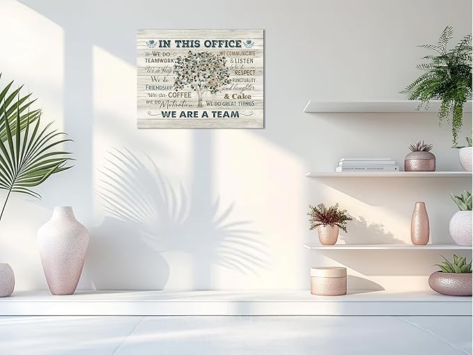 Yibuda In This Office Wall Art Motivational Quotes Pictures Wall Decor We Are A Team Canvas Painting Modern Room Office Decorations Artwork Framed Ready to Hang 24"x16"
